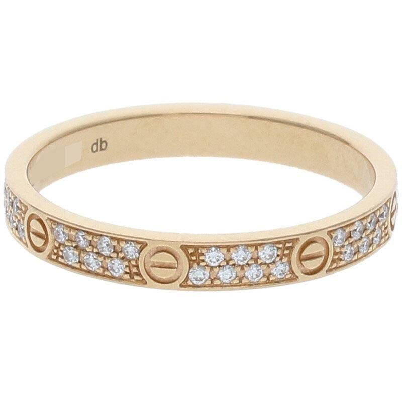 Cartier MINI LOVE RING PAVE Mini Love Ring 18K Pink Gold Diamond Ring Men's 10.5
