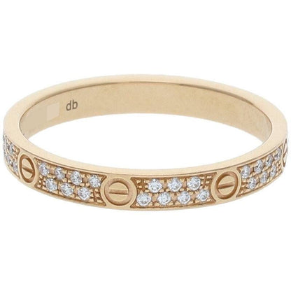 Cartier MINI LOVE RING PAVE Mini Love Ring 18K Pink Gold Diamond Ring Men's 10.5