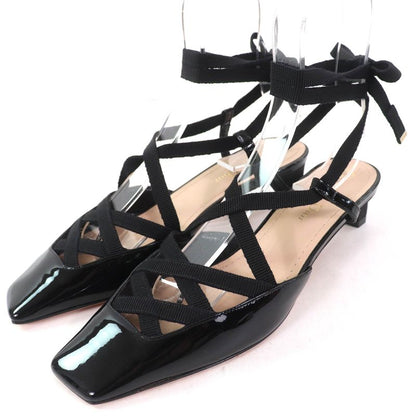 Christian DIOR D-envol Patent Leather Square Toe Lace Up Pumps Black 36 With