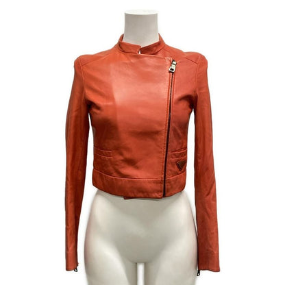 Prada Riders Jacket Size 38 S Women's Orange Lamb Leather / Spring & Autumn