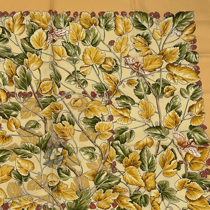 Hermes Carre 90 L'arbre De Soie Silk Tree Mulberry Tree And Silkworms 100% Silk