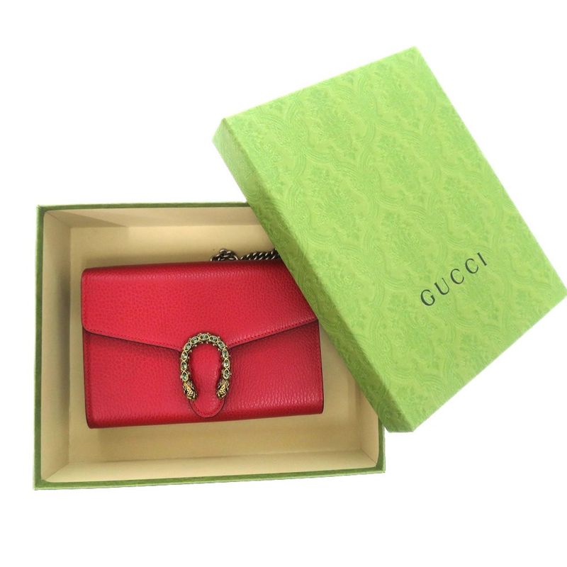 Gucci Dionysus 746056 Long Wallet Leather Red 0671 Red Chain Wallet Gucci