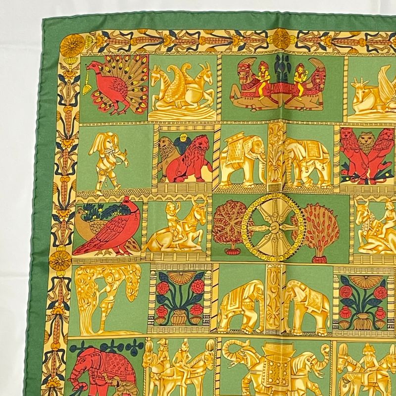 Hermes Torana Carre 40 Silk Green Women's Scarf