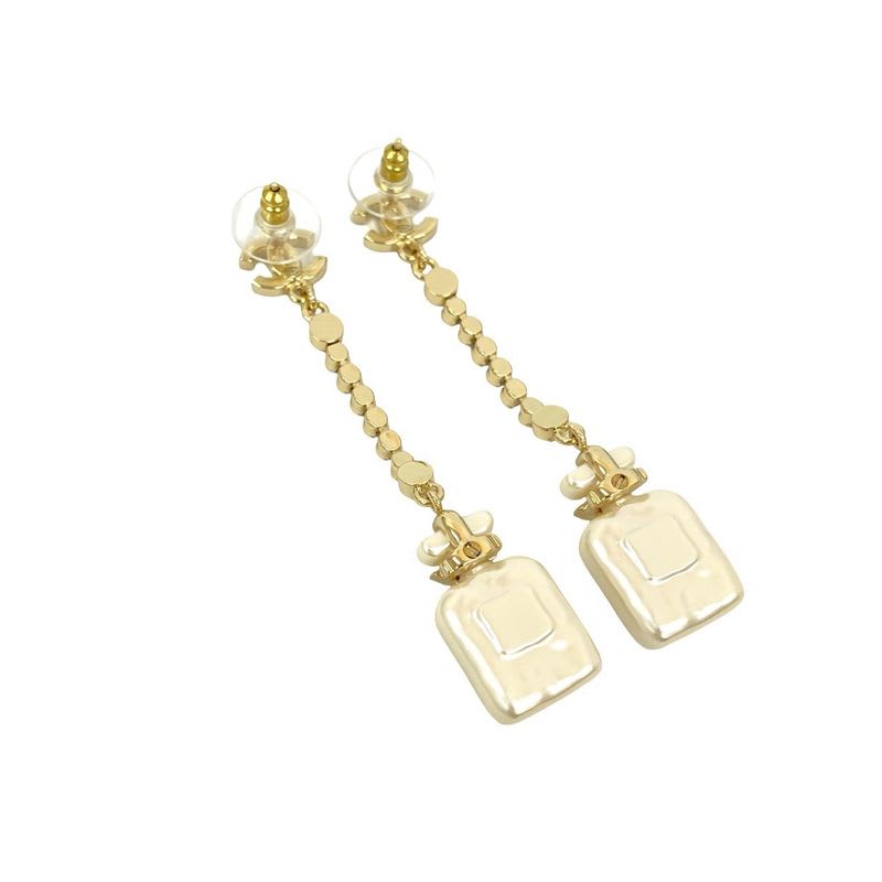 Chanel Perfume Bottle Swing Earrings Coco Mark Fake Pearl 23BS