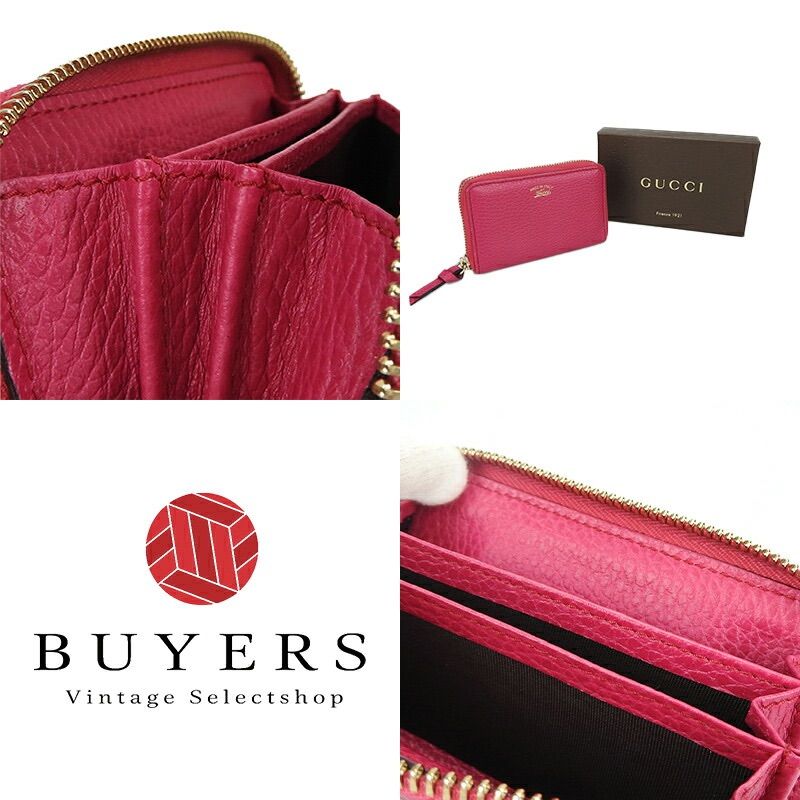Gucci 368877 Round Zipper Coin Case Swing Zippy Zip ZIPP Pink Leather Cute