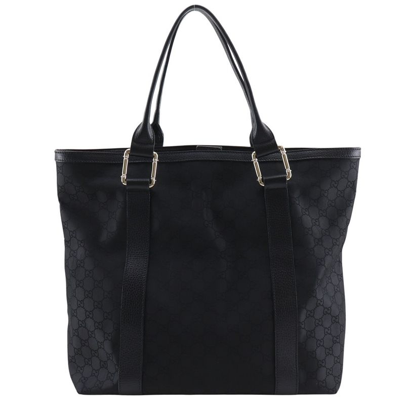 Gucci GG Outlet 341536 Nylon Canvas Black Unisex Tote Bag