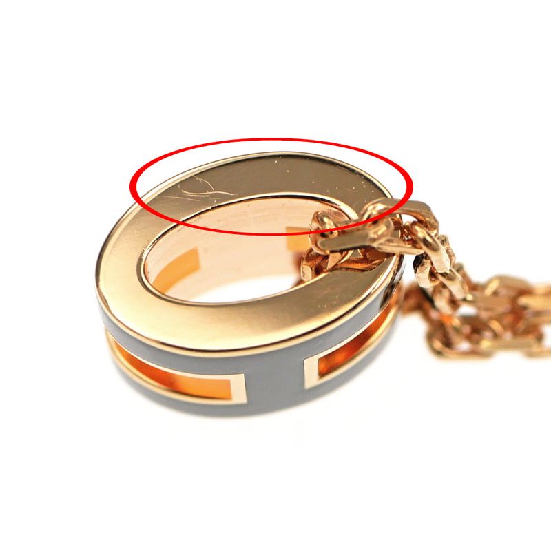 Hermes Necklace Pop Ash Mini Pendant Black Rose Gold Hardware Accessorie