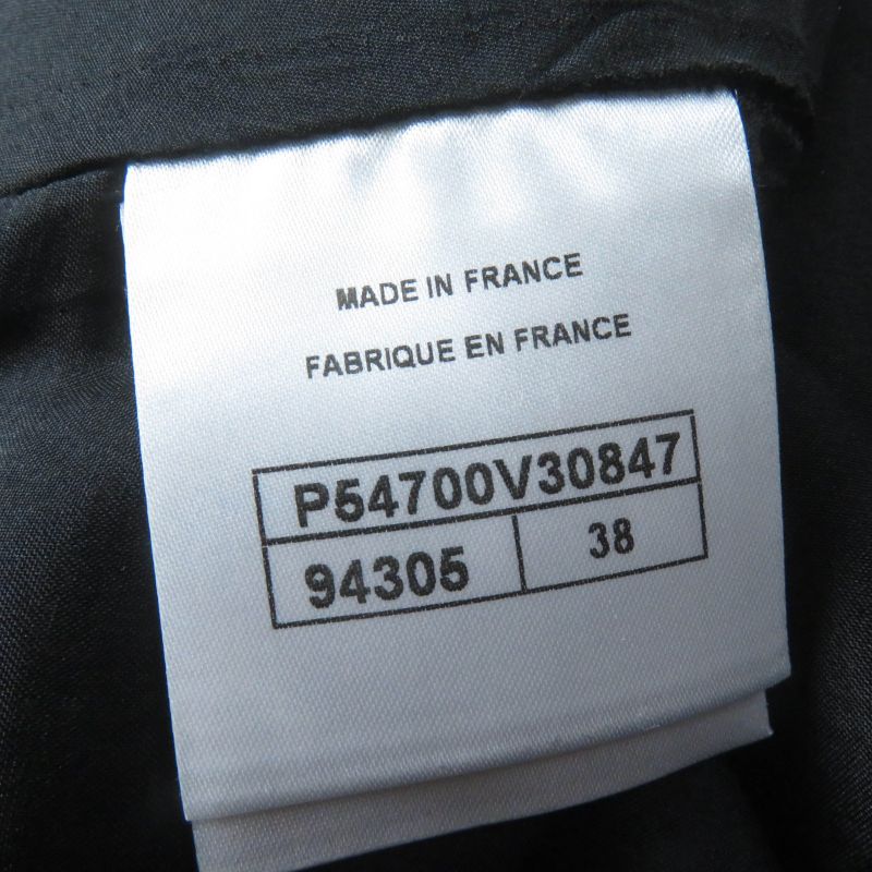 CHANEL P54700v30847 Wool Logo Plate Tweed Gaucho Pants Wide Pants Black 38 Made