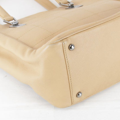 Chanel Caviar Skin Choco Bar Tote Bag Leather Women's Coco Mark High