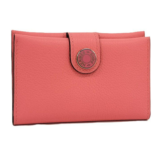 Hermes RMS Card Case Business Card Holder Leather Rose Texas Pinkish Stamped K