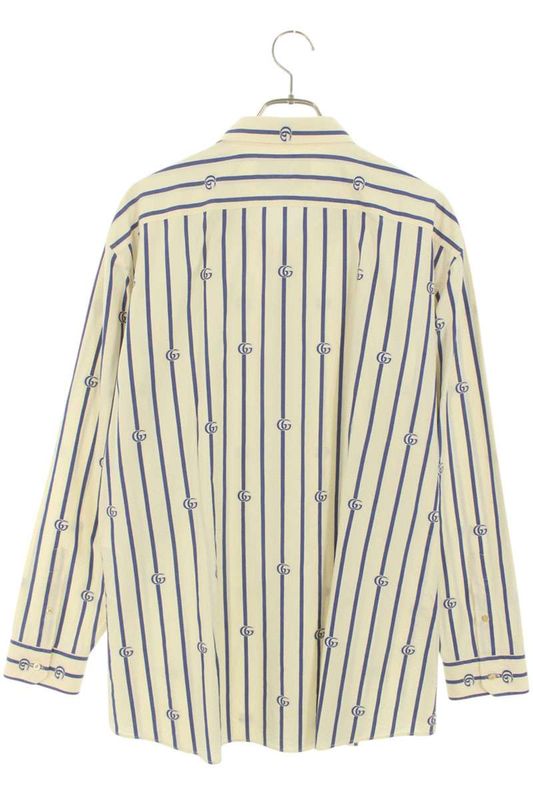 Gucci 448533 Zad7m GG Pattern Stripe Long Sleeve Shirt Men's 18