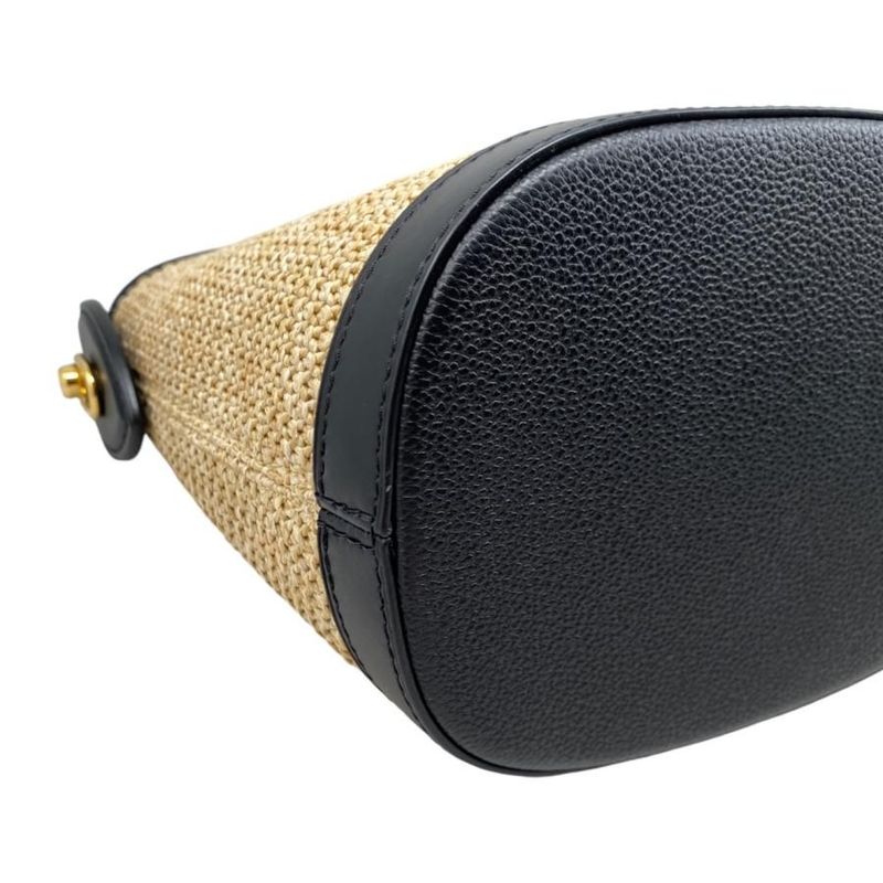 Louis Vuitton Handbag Shoulder Bag Petit Baquet M59961 Raffia Leather Noir