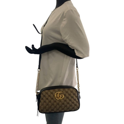 Gucci GG Marmont Quilted Beige Brown Gold Hardware GG Canvas 447632 Shoulder