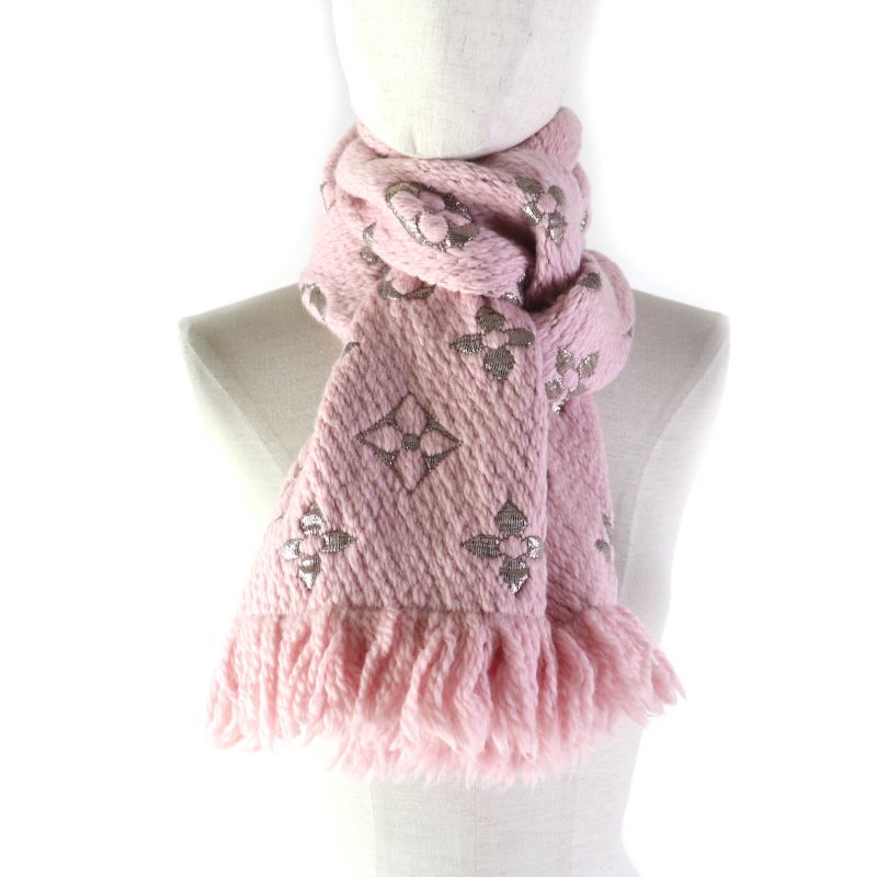 Louis Vuitton 19 M70466 Echarpe Logomania Shine Silk Blend Rose Ballerine