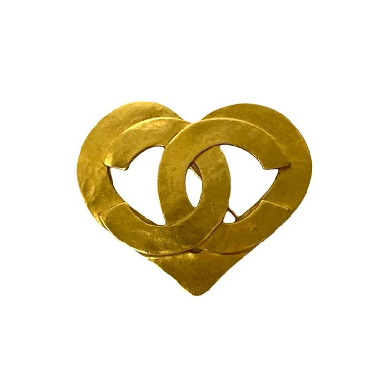 Chanel Vintage Coco Mark Heart Motif GP Brooch Accessory Gold 95P