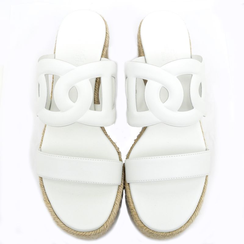 Hermes Espadrille Itea 30 Sandals Size 39 25cm (9.84in) White Thick