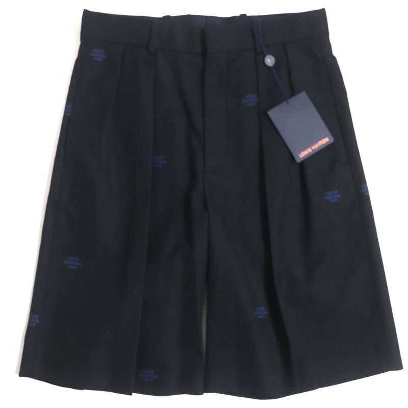 Louis Vuitton 22AW Wool Cotton Damier Tailored Shorts Navy 36 Made In Italy