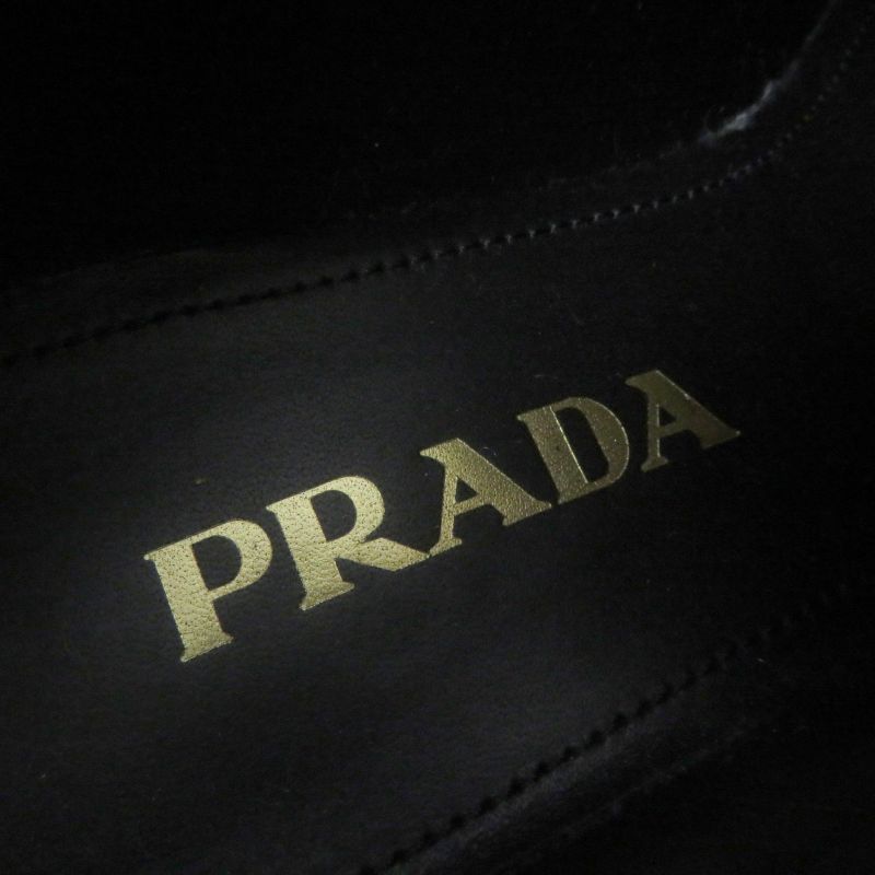 Prada 1e249n Lace-up Brushed Leather Shoes Black 36.5 With Box And Storage Bag