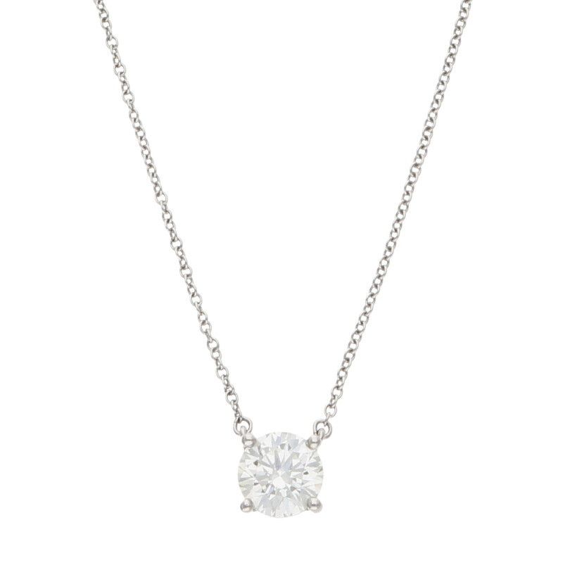 Tiffany & Co Solitaire Pt950 Diamond Platinum Necklace Ladies