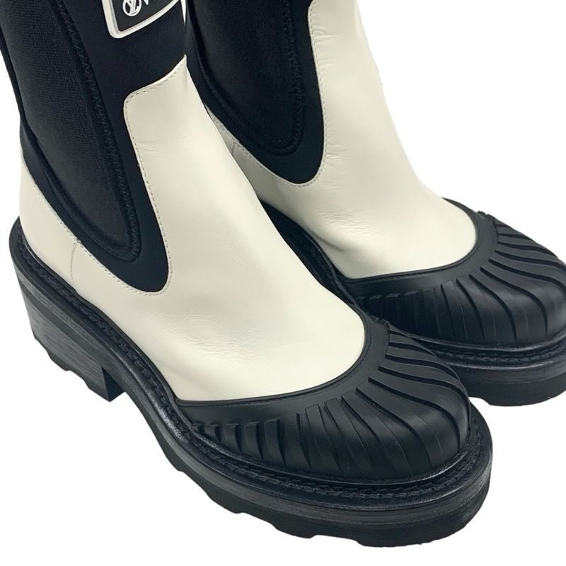 Louis Vuitton Bobur Line Boots Short Boots Shoes Leather Fabric White Black