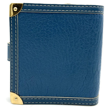 Louis Vuitton M91829 Compact Zip Bifold Wallet Blue Leather Women