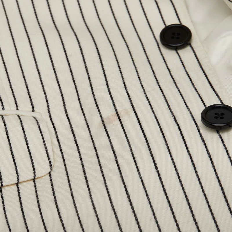 Celine Stripe 2B Tailored Jacket Bleather Size 48 2v376881c Off White Black