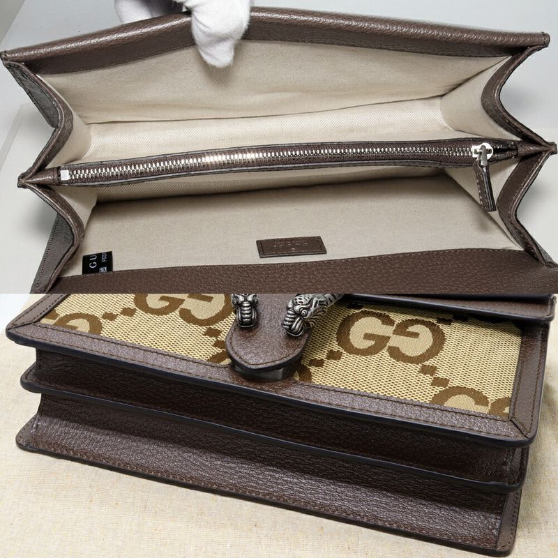 Gucci Chain Shoulder Bag Handbag GG Jumbo Dionysus Small Canvas Brown 400249