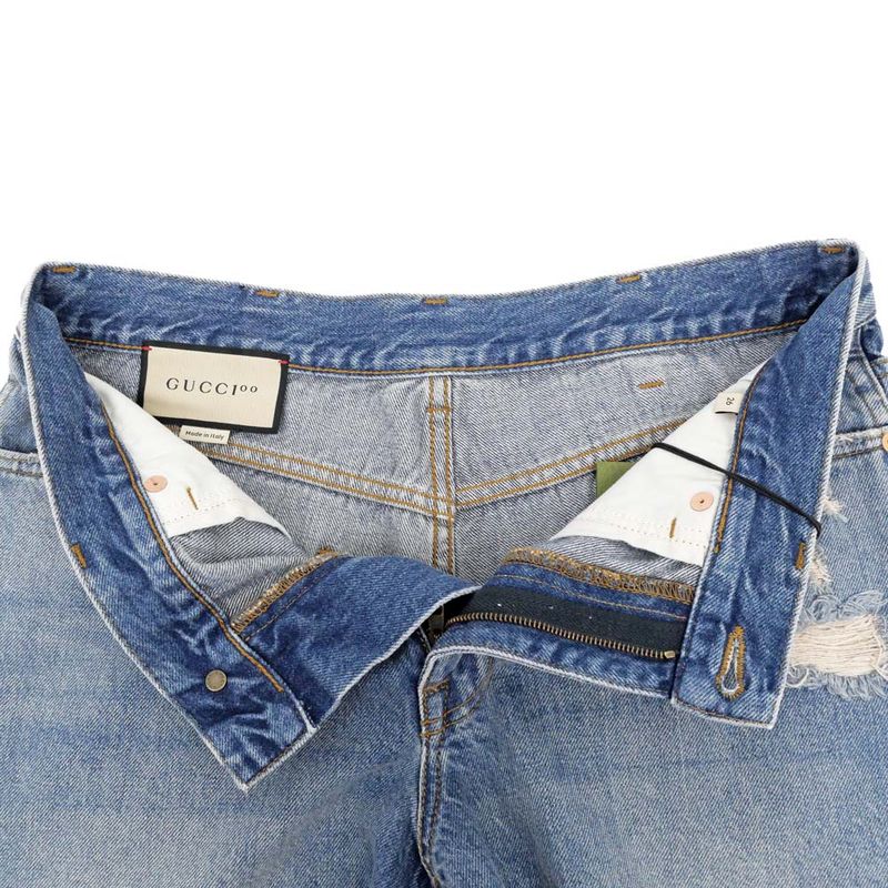 Gucci Denim Shorts Paint 26 Blue Cotton Ladies Apparel Women's Clothes
