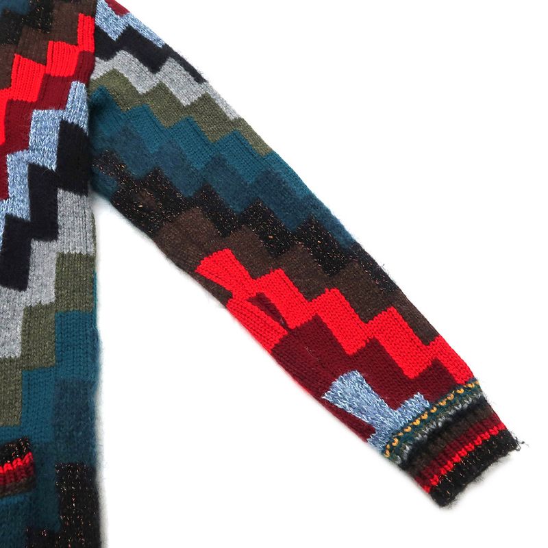 Gucci Long Cardigan Knit XS Pattern Multicolor Button Closure Long