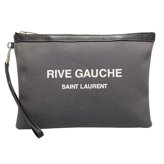 Saint Laurent Paris Clutch Bag Pouch Rive Gauche 581369 Dark Gray And Black