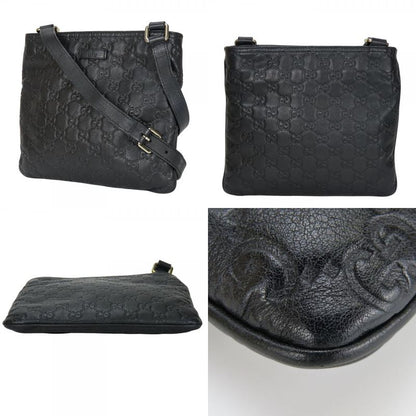 Gucci Shoulder Bag 201538 Guccissima Cima Leather Black Gold Hardware Crossbody