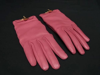 Hermes Kelly Lambskin Gold Hardware Gloves Women's Pink Fb5992
