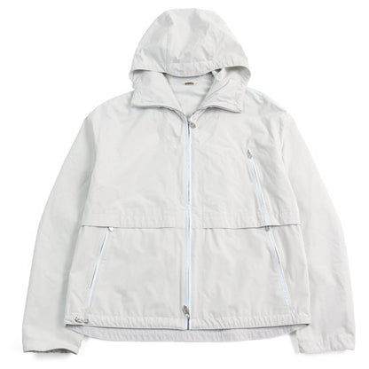 Hermes 24SS Bicolor Hooded Double Zip Nylon Jacket Blouson Light Gray Light