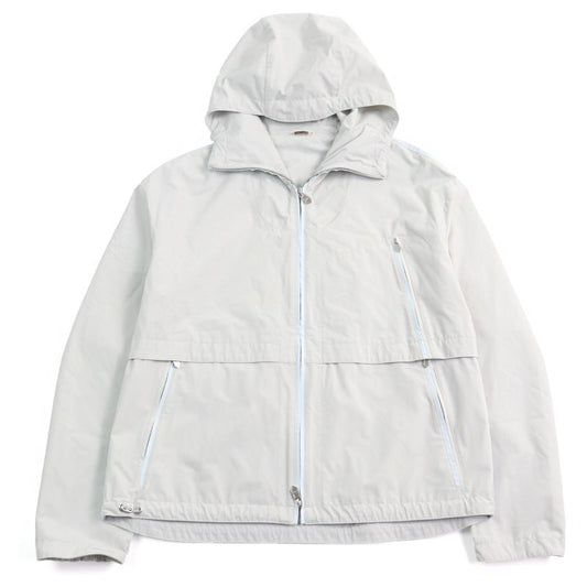 Hermes 24SS Bicolor Hooded Double Zip Nylon Jacket Blouson Light Gray Light