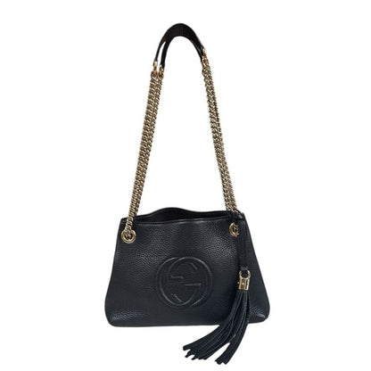 Gucci Soho Shoulder Bag Leather 387043 Black Ladies Gucci  Gucci