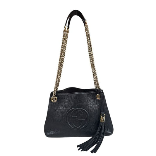 Gucci Soho Shoulder Bag Leather 387043 Black Ladies Gucci  Gucci