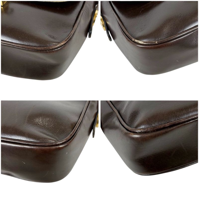 Celine Mini Shoulder Bag Dark Brown Leather Horse Carriage Hardware Horse