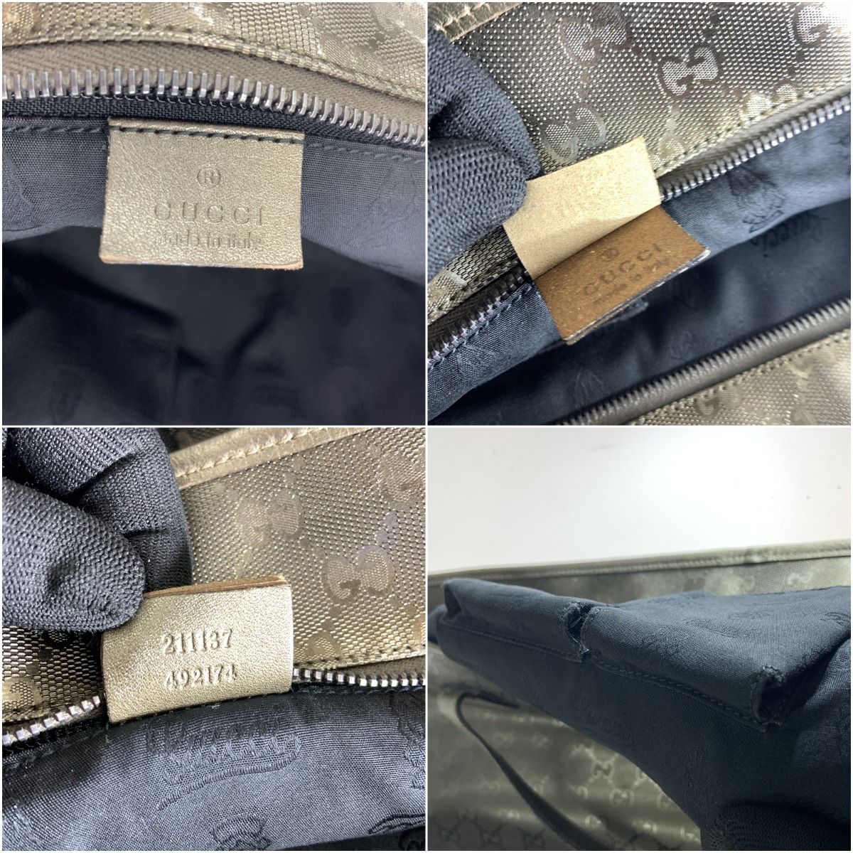 Gucci GG Implement Tote Bag Shoulder Bag 211137 Gray Delivery As Is