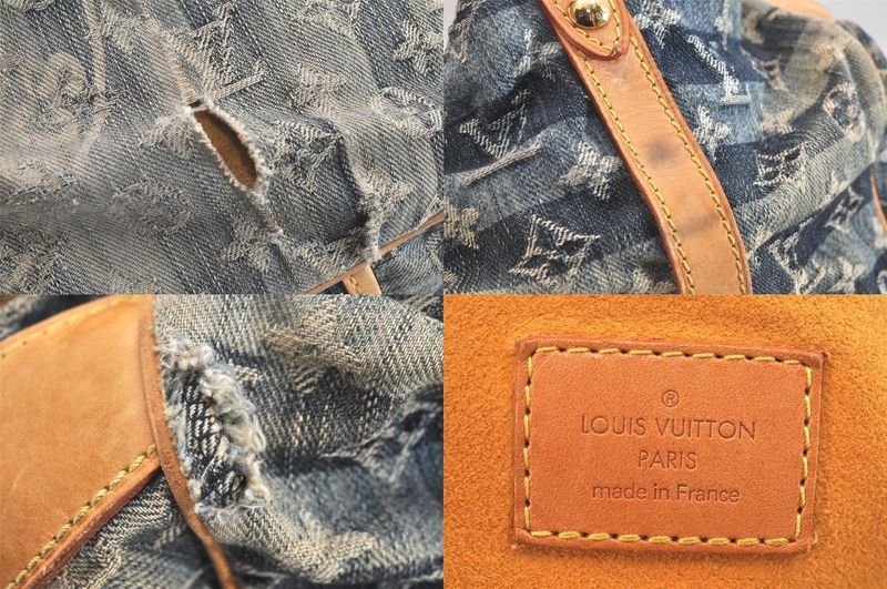 Louis Vuitton Monogram Denim Cabas Rayet GM Handbag M95336 Blue 2688n