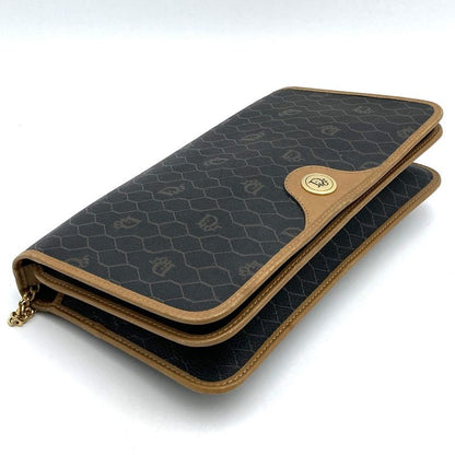 Dior Christian Dior Honeycomb Crossbody Shoulder Bag Black/brown Pvc/leather