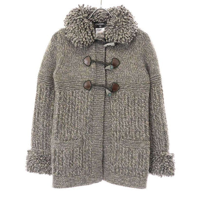 Chanel 11aw Coco Mark Toggle Cashmere Knit Duffle Coat P42044k03190 Grayish 34