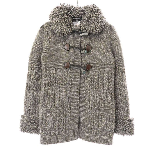 Chanel 11aw Coco Mark Toggle Cashmere Knit Duffle Coat P42044k03190 Grayish 34