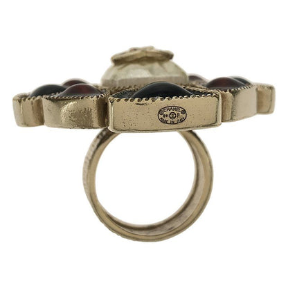 Chanel Flower Ring Coco Mark Stone Ring - Gold - Women's