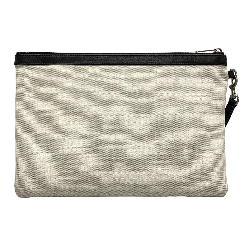 Saint Laurent Paris Clutch Bag Pouch Rive Gauche 581369 White X Black Leather