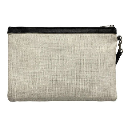 Saint Laurent Paris Clutch Bag Pouch Rive Gauche 581369 White X Black Leather