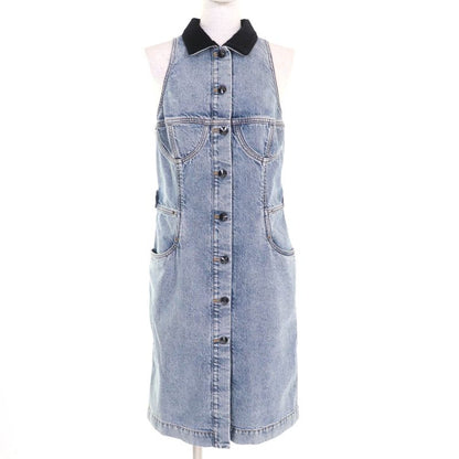 Louis Vuitton 24SS Rw241wj 100% Cotton Velvet Accent Denim Dress Indigo 38 Made