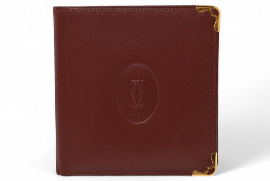 Cartier Unused Fold Wallet Vintage Cartier Men's Must De Cartier Bordeaux