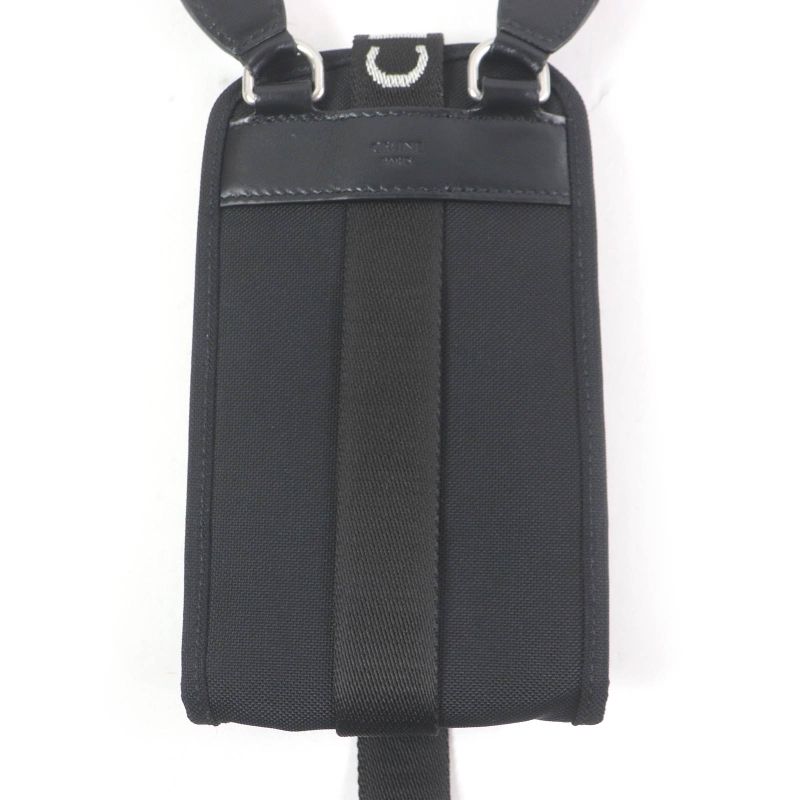 Celine 10j21 Trekking Cell Phone Holder With Logo Belt Phone Pouch Black Made