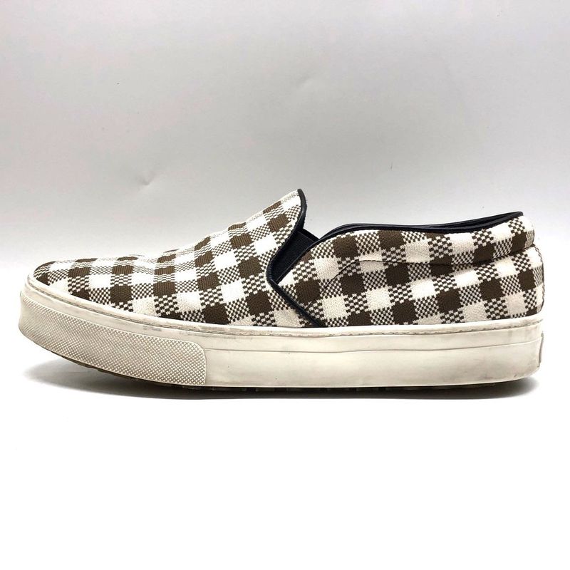 Celine Gingham Check Slip-on 40 Approx 26cm (10.24in) Brown White Checked Shoes