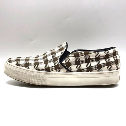 Celine Gingham Check Slip-on 40 Approx 26cm (10.24in) Brown White Checked Shoes